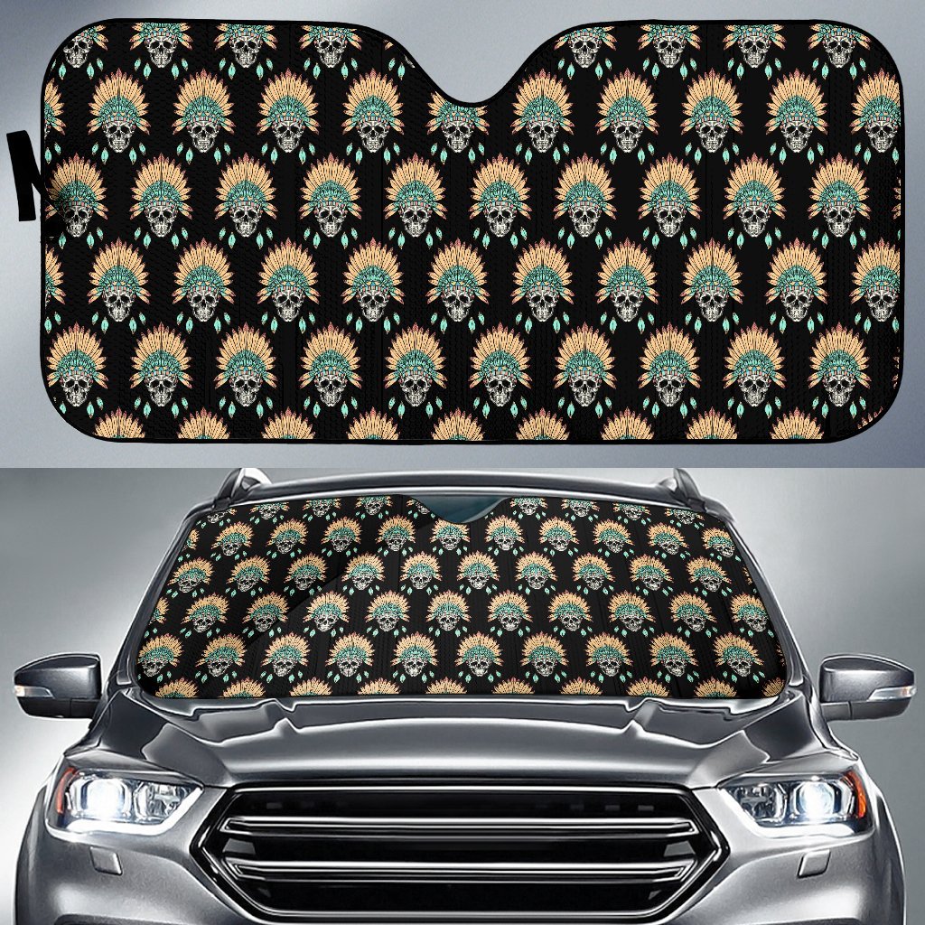 American Indian Skull Pattern Car Sun Shade For Windshield