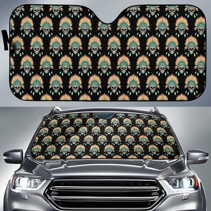 American Indian Skull Pattern Car Sun Shade For Windshield