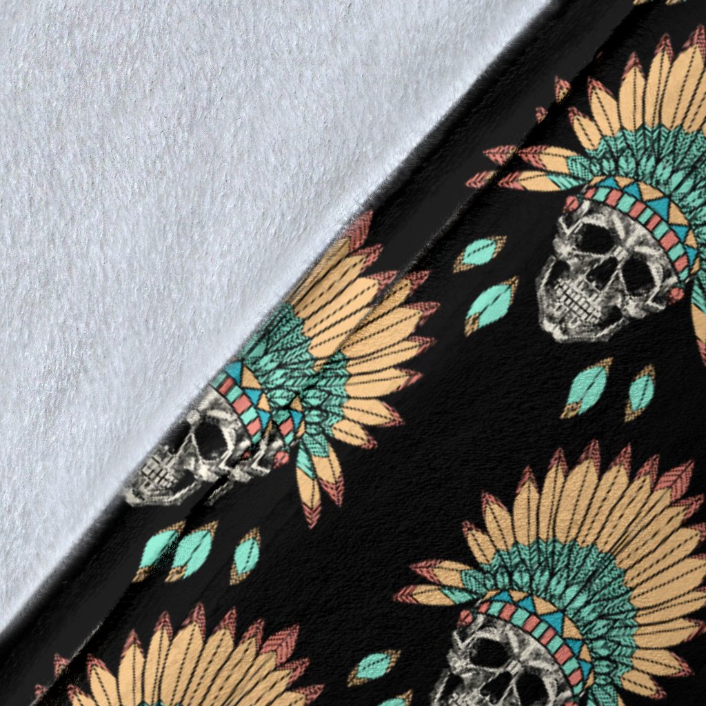 American Indian Skull Pattern Fleece Blanket