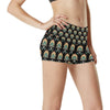 American indian Skull Pattern High Waisted Spandex Shorts-JTAMIGO.COM