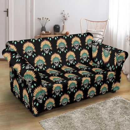 American indian Skull Pattern Loveseat Slipcover-JTAMIGO.COM