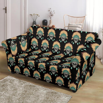 American indian Skull Pattern Loveseat Slipcover-JTAMIGO.COM