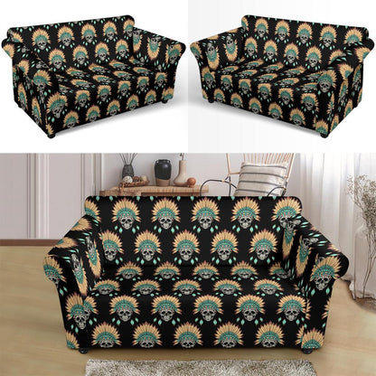 American indian Skull Pattern Loveseat Slipcover-JTAMIGO.COM