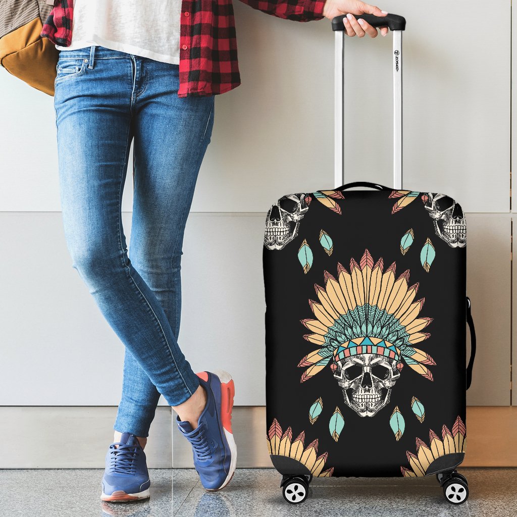 American Indian Skull Pattern Luggage Cover Protector