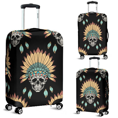 American Indian Skull Pattern Luggage Cover Protector