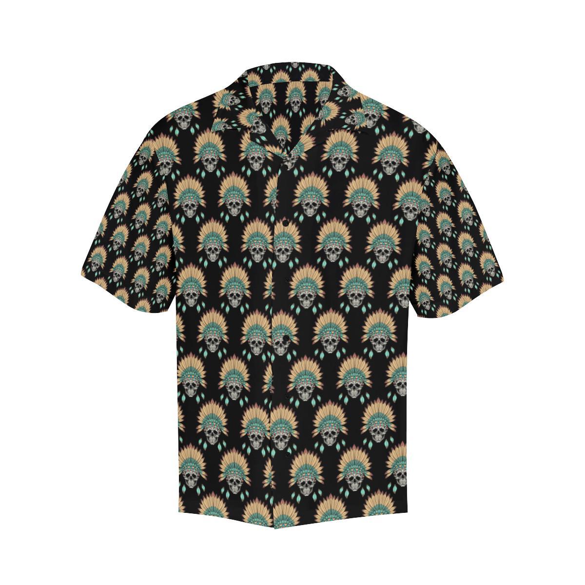 American indian Skull Pattern Men Aloha Hawaiian Shirt