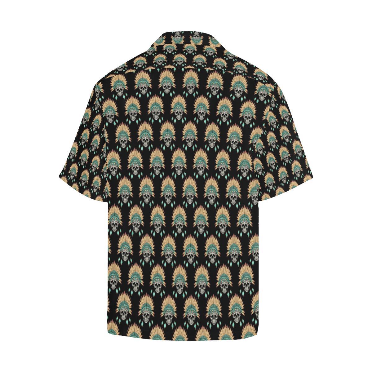 American indian Skull Pattern Men Aloha Hawaiian Shirt