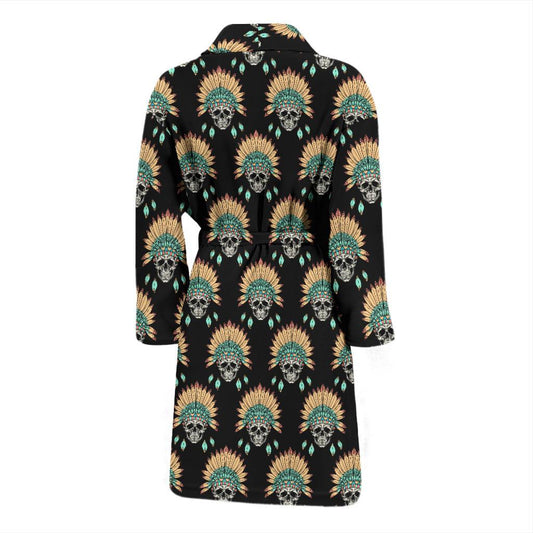 American indian Skull Pattern Men Bath Robe-JTAMIGO.COM