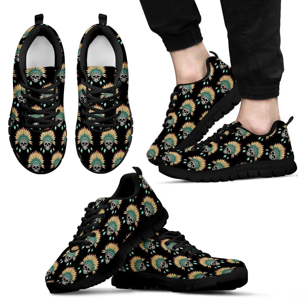 American indian Skull Pattern Men Sneakers Shoes