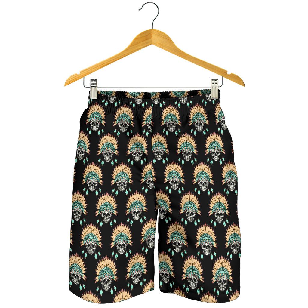 American indian Skull Pattern Mens Shorts-JTAMIGO.COM