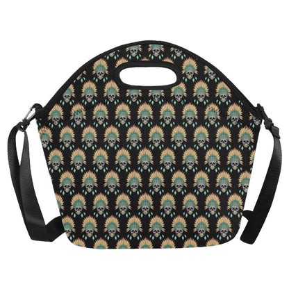 American indian Skull Pattern Neoprene Lunch Bag (Model 1669)(Large)-JTAMIGO.COM