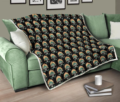 American indian Skull Pattern Premium Quilt-JTAMIGO.COM