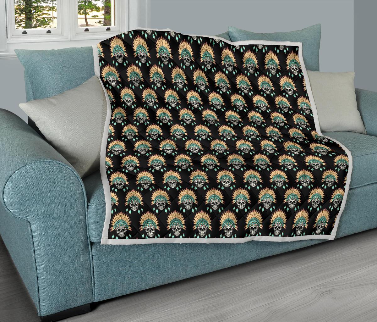 American indian Skull Pattern Premium Quilt-JTAMIGO.COM
