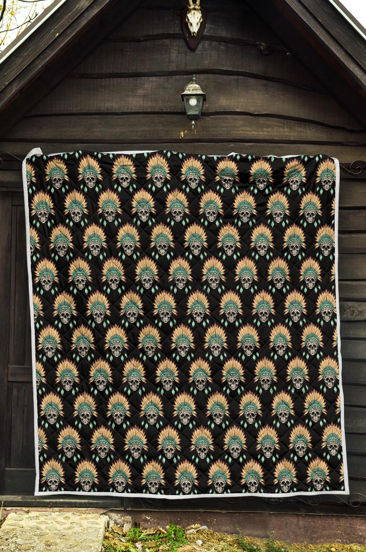 American indian Skull Pattern Premium Quilt-JTAMIGO.COM
