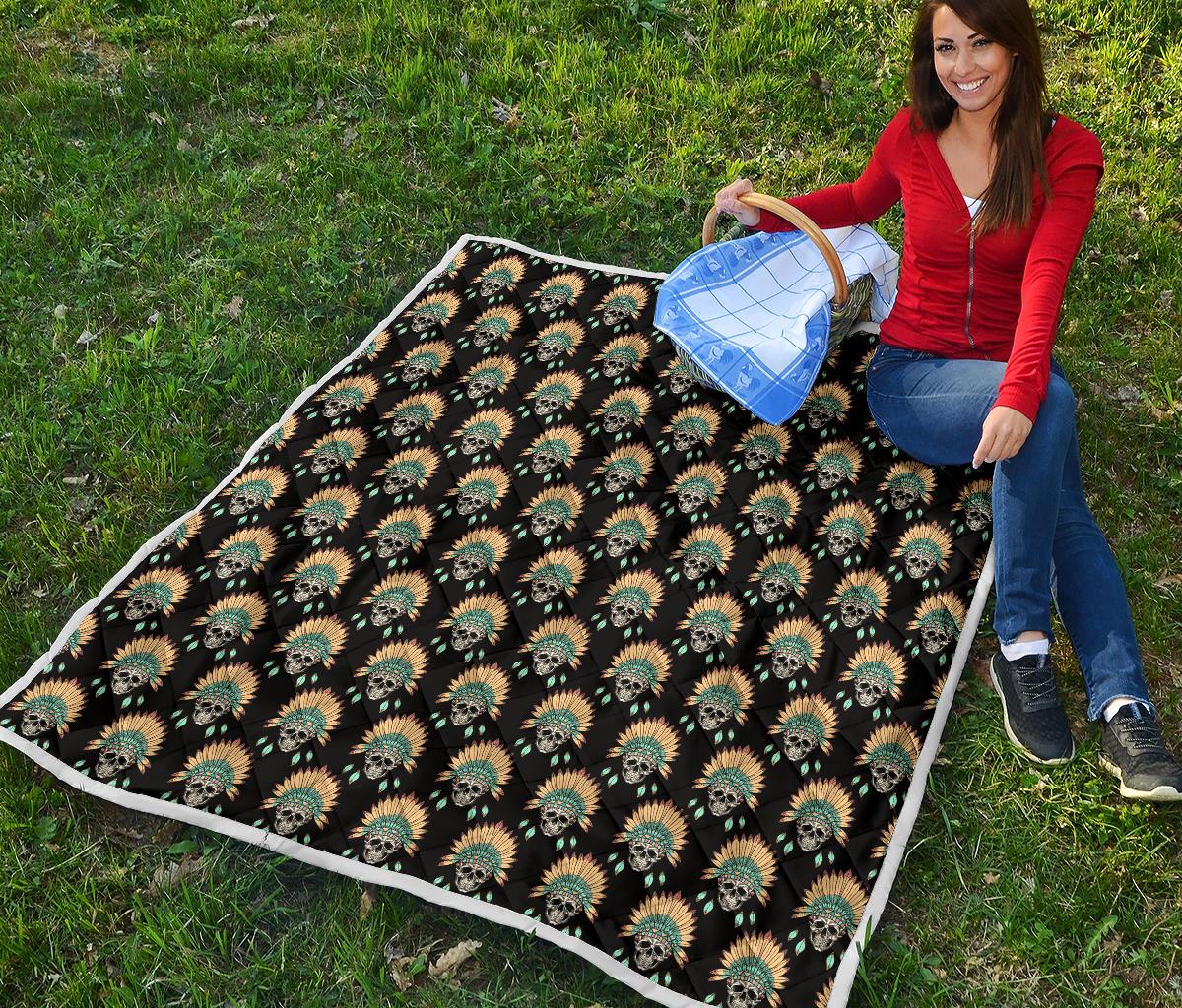 American indian Skull Pattern Premium Quilt-JTAMIGO.COM