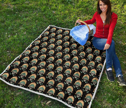 American indian Skull Pattern Premium Quilt-JTAMIGO.COM