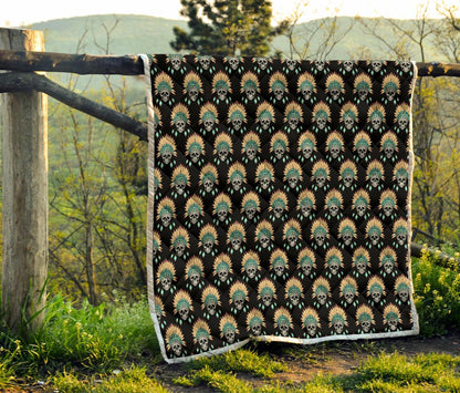 American indian Skull Pattern Premium Quilt-JTAMIGO.COM