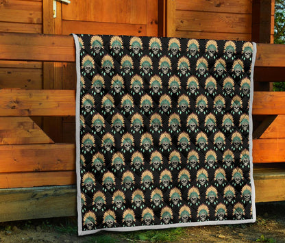 American indian Skull Pattern Premium Quilt-JTAMIGO.COM