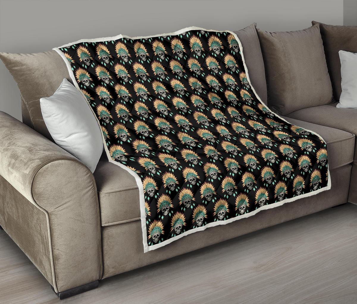 American indian Skull Pattern Premium Quilt-JTAMIGO.COM