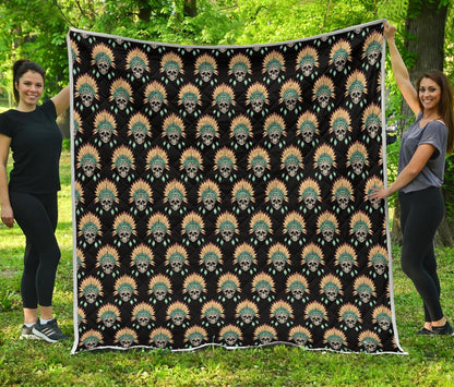 American indian Skull Pattern Premium Quilt-JTAMIGO.COM