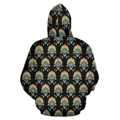 American indian Skull Pattern Pullover Hoodie