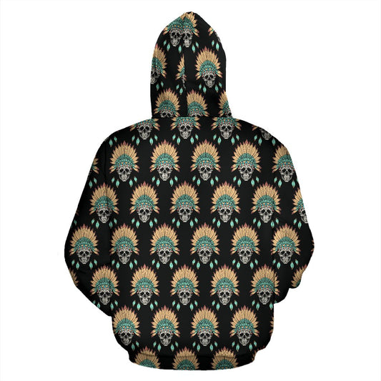 American indian Skull Pattern Pullover Hoodie