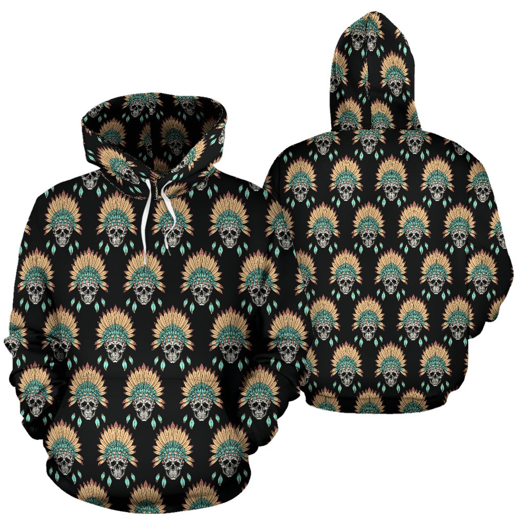 American indian Skull Pattern Pullover Hoodie