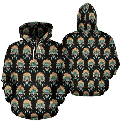 American indian Skull Pattern Pullover Hoodie
