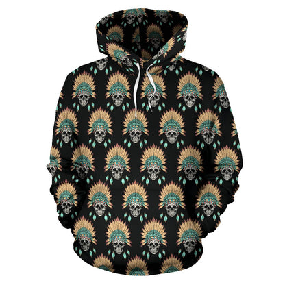 American indian Skull Pattern Pullover Hoodie