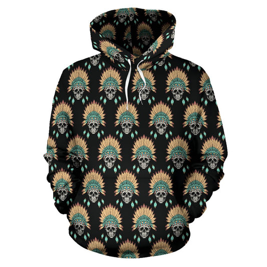American indian Skull Pattern Pullover Hoodie