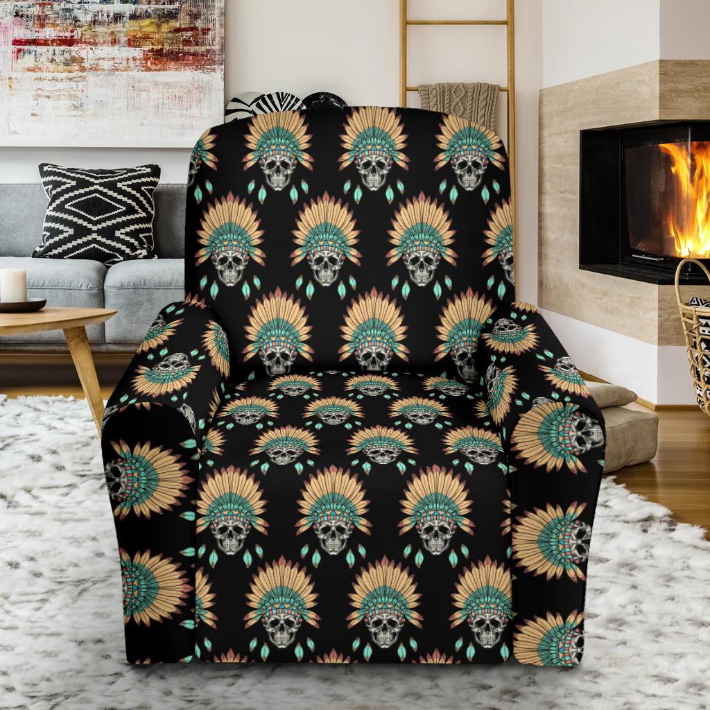 American indian Skull Pattern Single Sofa Slipcover -JTAMIGO.COM