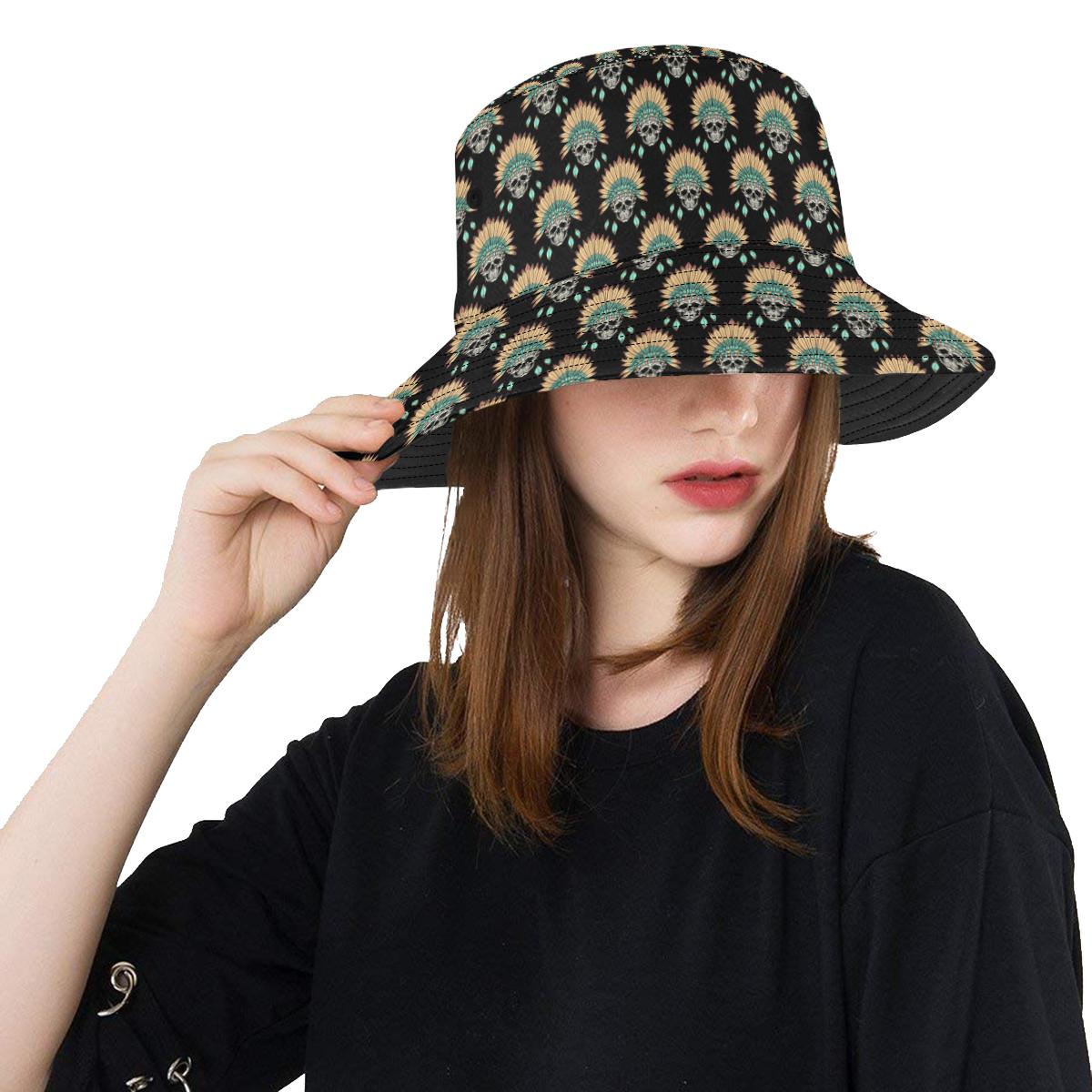 American indian Skull Pattern Unisex Bucket Hat