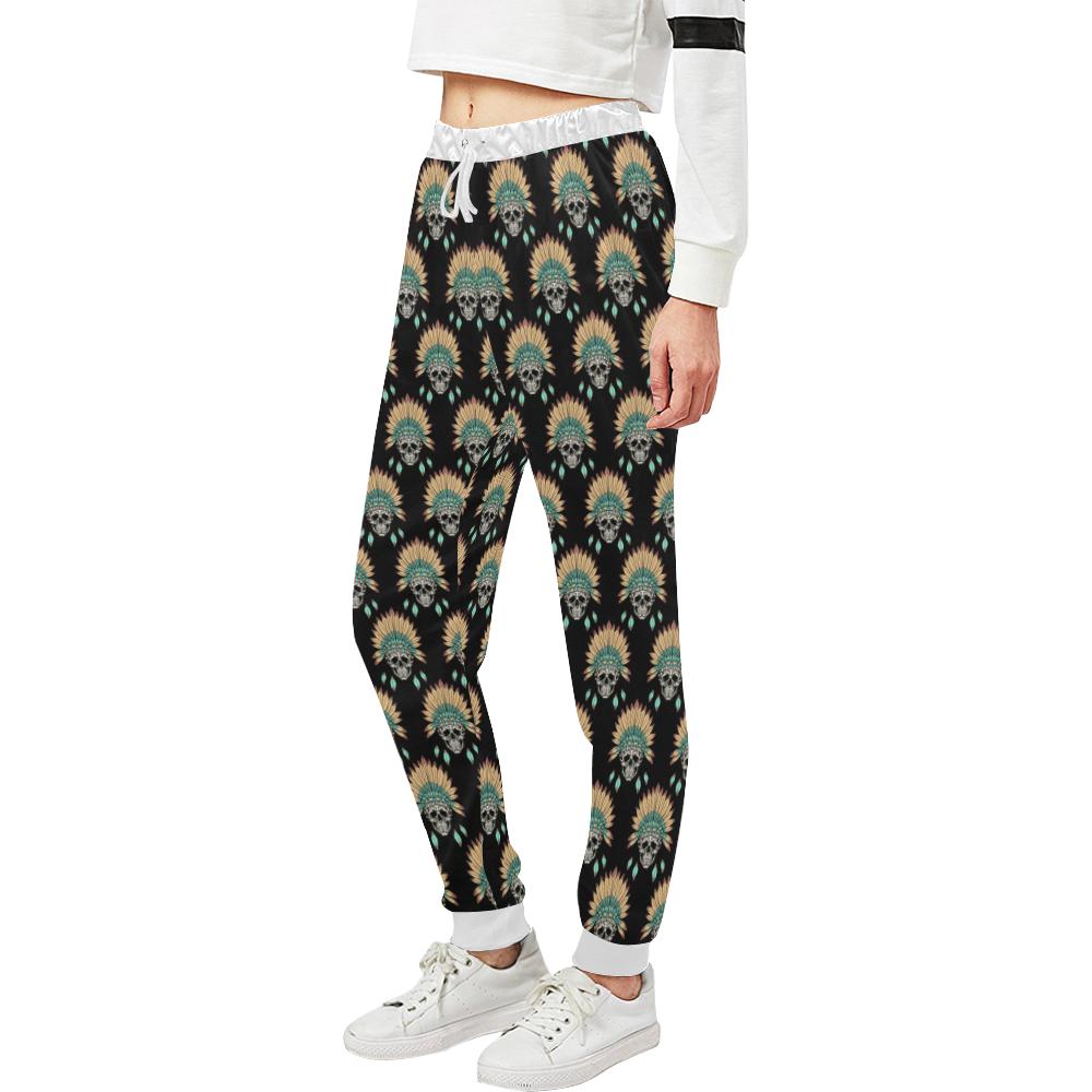American indian Skull Pattern Unisex Casual Sweatpants (Model L11)-JTAMIGO.COM