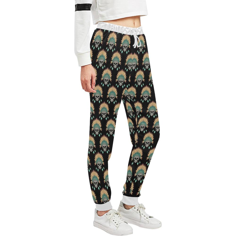 American indian Skull Pattern Unisex Casual Sweatpants (Model L11)-JTAMIGO.COM