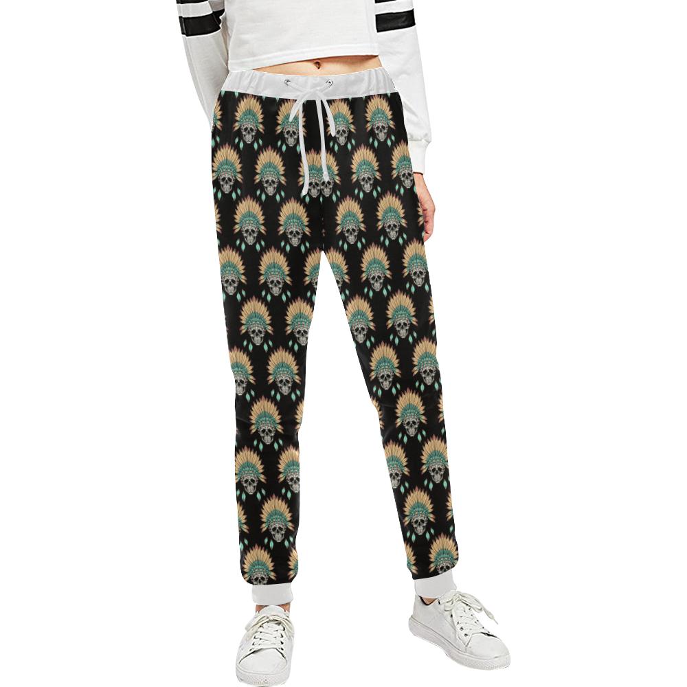 American indian Skull Pattern Unisex Casual Sweatpants (Model L11)-JTAMIGO.COM