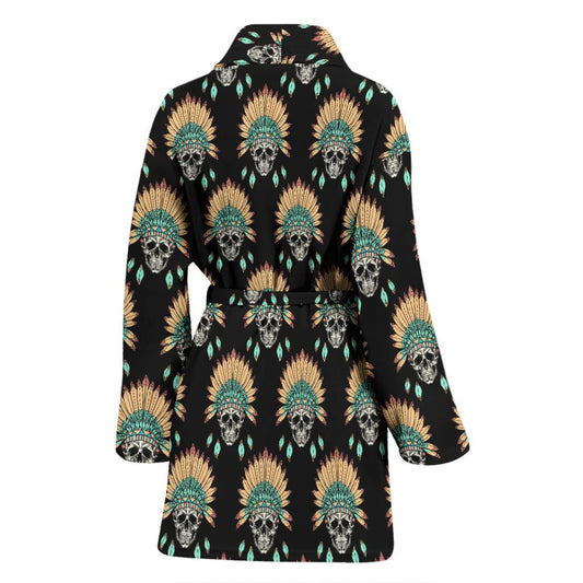 American indian Skull Pattern Women Bath Robe-JTAMIGO.COM