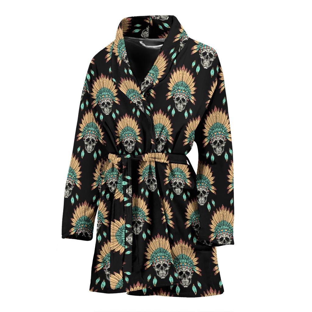American indian Skull Pattern Women Bath Robe-JTAMIGO.COM