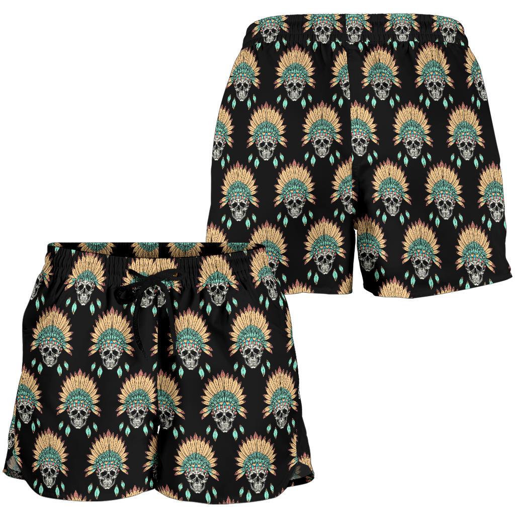 American indian Skull Pattern Women Shorts-JTAMIGO.COM