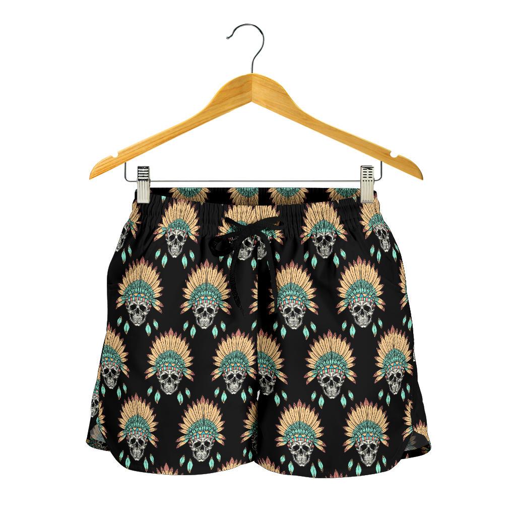 American indian Skull Pattern Women Shorts-JTAMIGO.COM