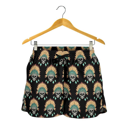 American indian Skull Pattern Women Shorts-JTAMIGO.COM