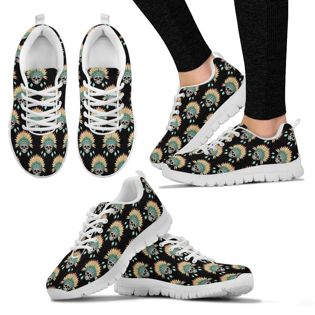 American Indian Skull Pattern Women Sneakers Shoes
