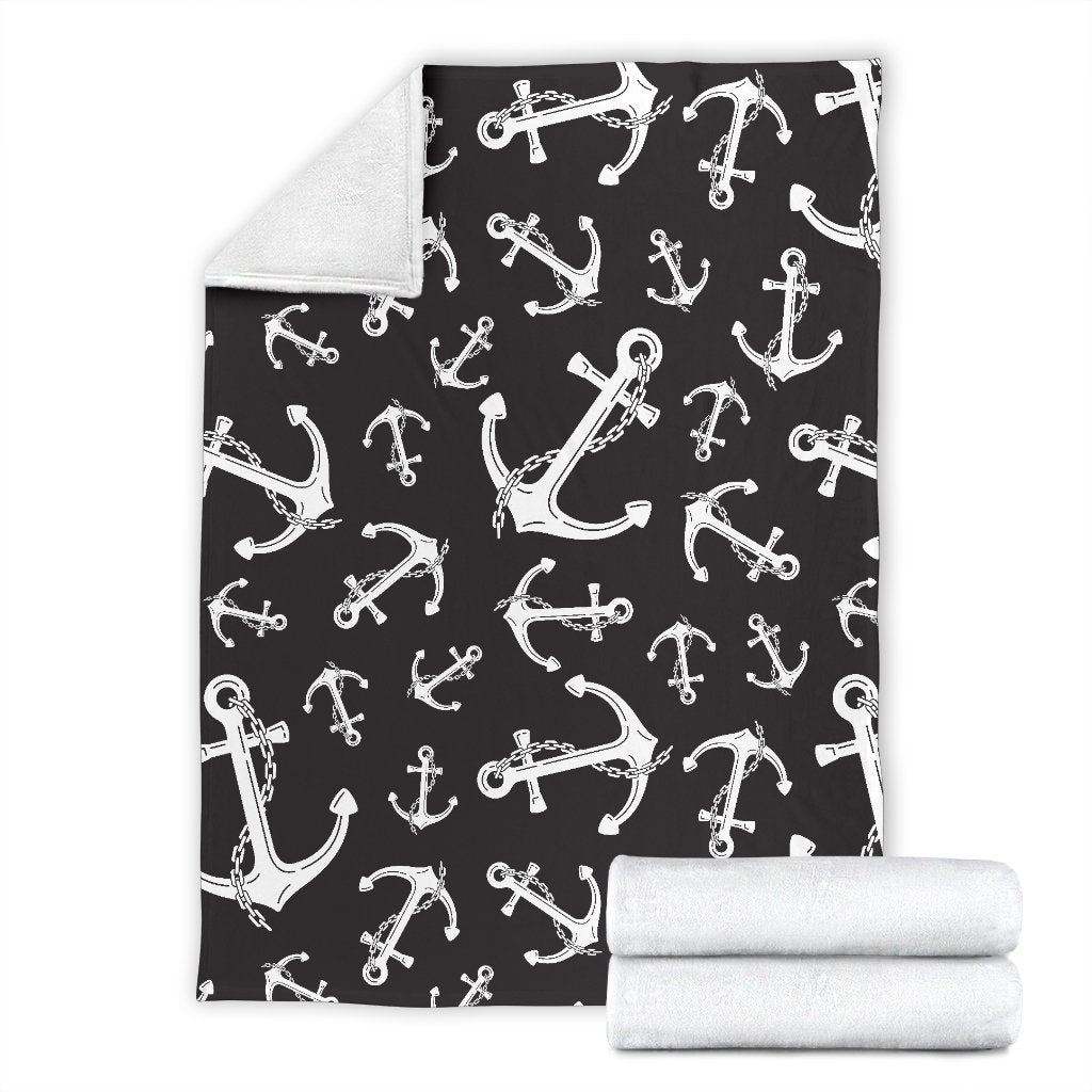 Anchor Black White Fleece Blanket