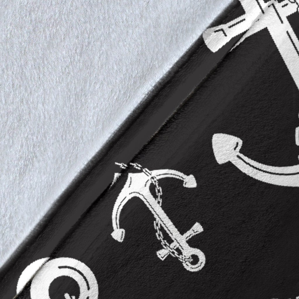 Anchor Black White Fleece Blanket