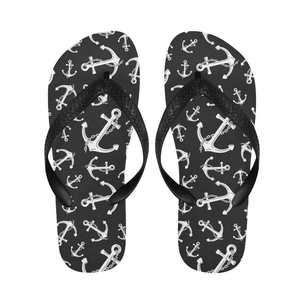 Anchor Black White Flip Flops-JTAMIGO.COM