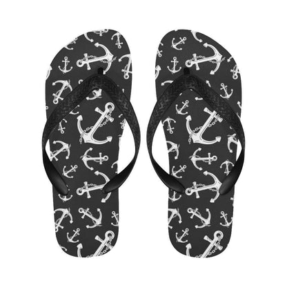 Anchor Black White Flip Flops-JTAMIGO.COM