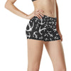 Anchor Black White High Waisted Spandex Shorts-JTAMIGO.COM