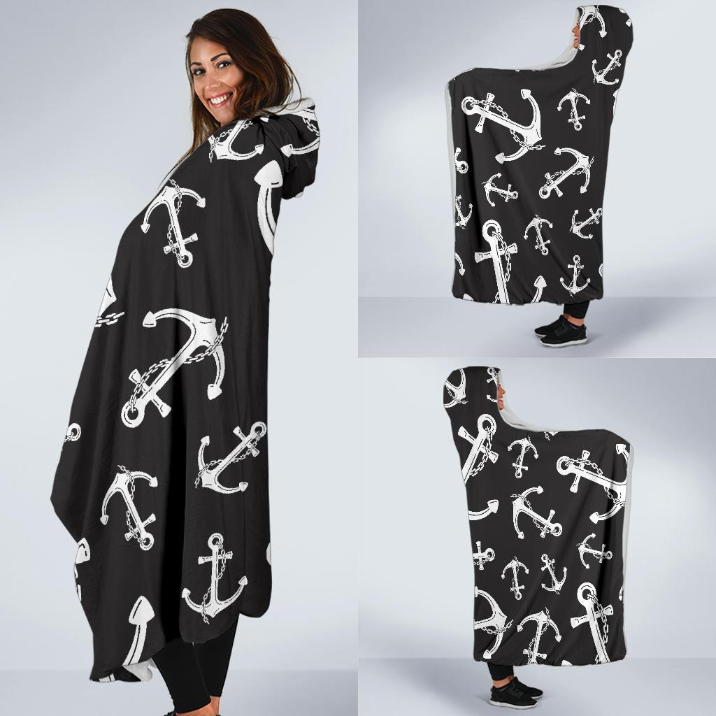 Anchor Black White Hooded Blanket-JTAMIGO.COM