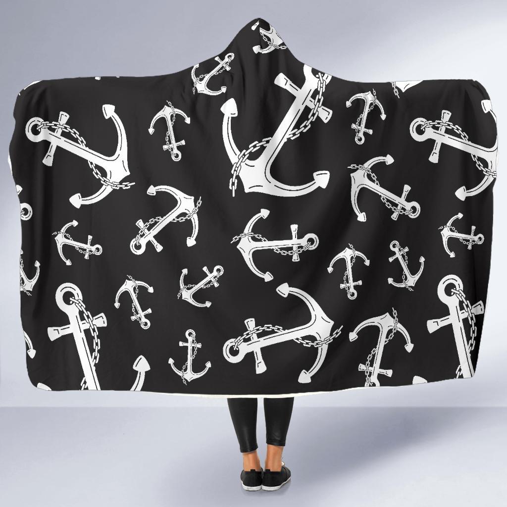Anchor Black White Hooded Blanket-JTAMIGO.COM