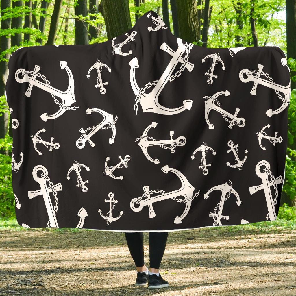Anchor Black White Hooded Blanket-JTAMIGO.COM