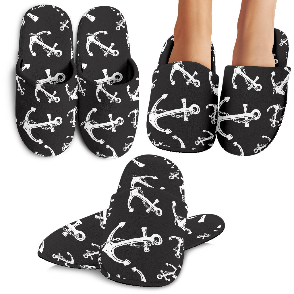 Anchor Black White House Slippers